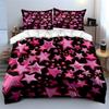 Pink Star Stickers Home Decoration Soft Comfortable Duvet Cover Bedding Set Included 1*Duvet Cover & 2*Pillowcases, Gift