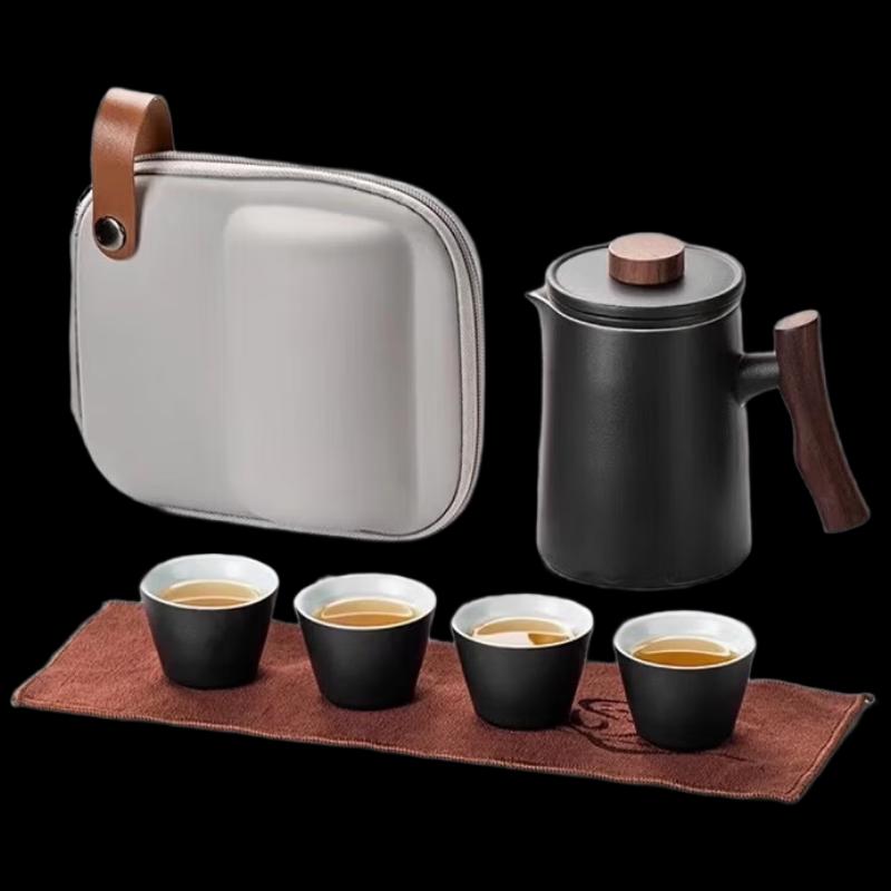 Black Sand Ceramic Travel Kung Fu Tea Set