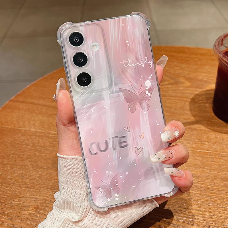 Butterfly Pattern Phone Case For Samsung Galaxy S26 S25 S24 S23 Ultra S22 Plus S21 S24 S25 FE Transparent Shockproof Soft Cover