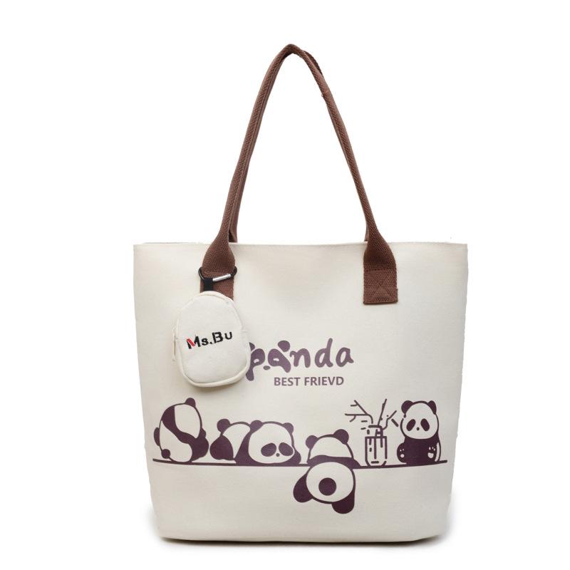 Tote Bag Women's 2025 Summer New Korean Canvas Bag Female Student Commuting Large Capacity Shoulder Bag Cartoon