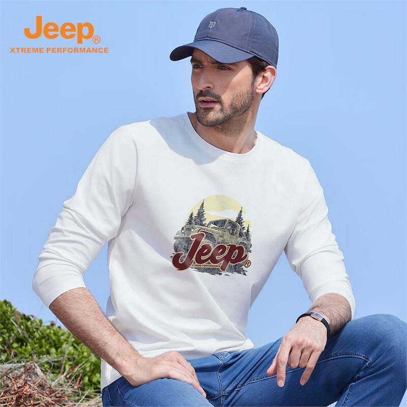 JEEP Xinjiang Long-Staple Cotton Long Sleeve T-Shirt for Men