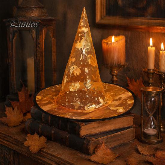 Breathable Wizard Headpiece Halloween Organza Witch Hat for Women, Adult Costume Holiday Photo Props Accessories, Lightweight Pointed Cap Cosplay