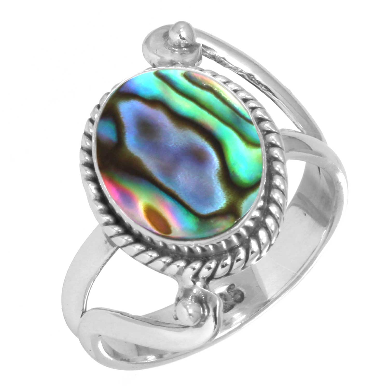 

Кольцо из стерлингового серебра 925 пробы Женское с драгоценным камнем Ручная работа Ювелирные изделия Пасхальный подарок Аквамарин Халцедон Раковина Абалон Голубой Солнечный камень Лабрадорит Пренит Мода 10.5