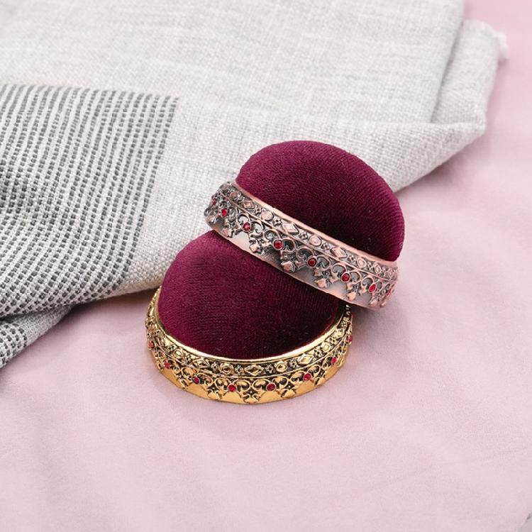 Cute Ball Shaped Needle Pin Cushion with Metal Base DIY Sewing Handcraft Tool