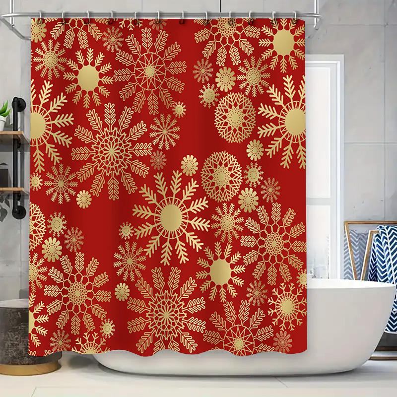 

Red Floral Shower Curtain With Soft Water-Resistant Fabric Large Size Decor For Bathrooms Home Accessories W60H190(CM)-1 Pcs