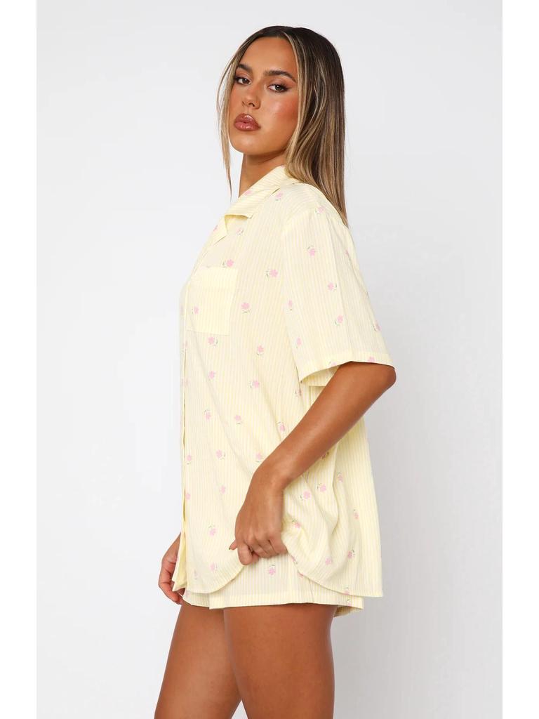2026 Trendy Women's Personalized Print Casual Loose Shirt & Shorts Set