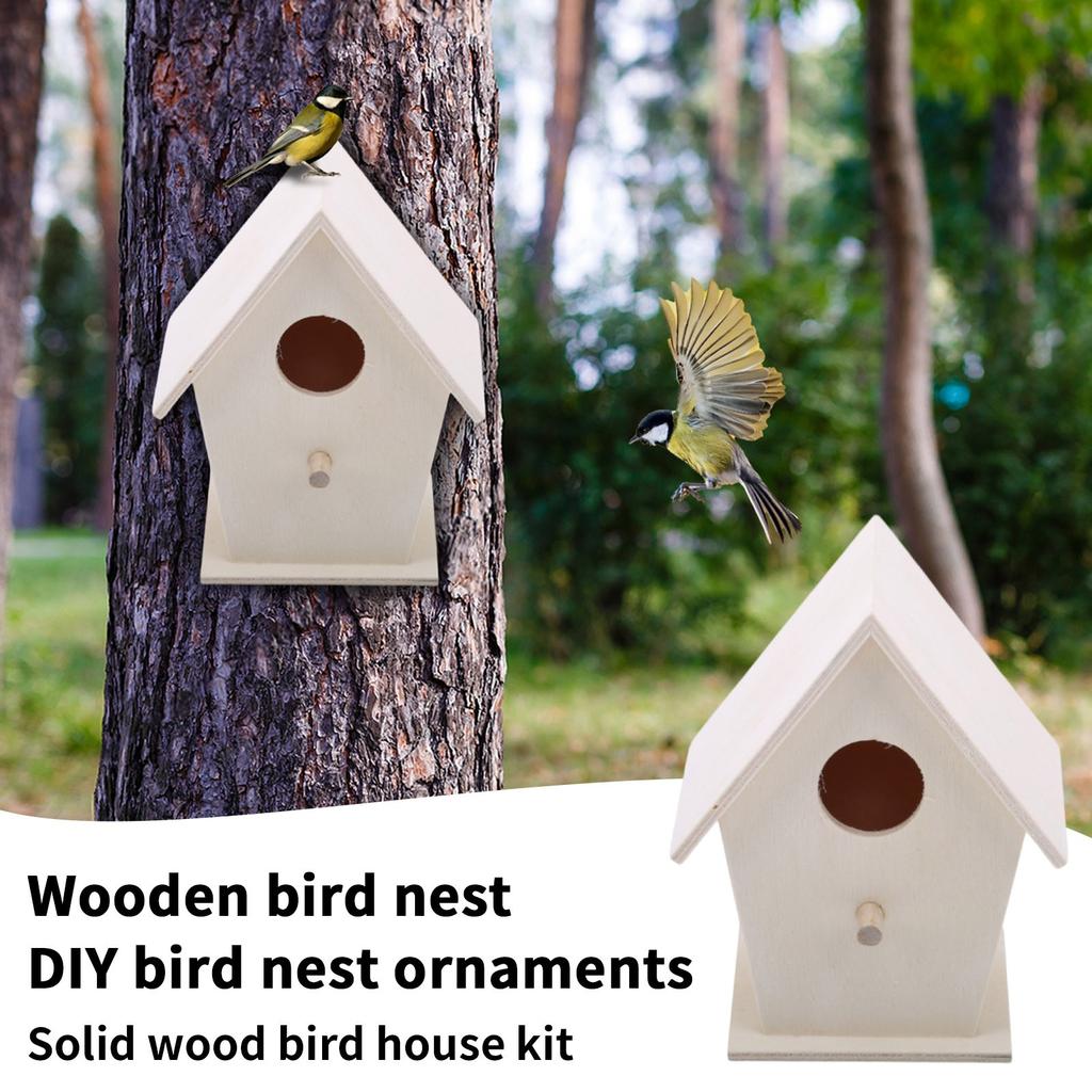 Creative Wooden Birdhouse Solid Wood Birdhouse Kit DIY Small Birdhouse Ornament Birdfeeder Decoration Crafts