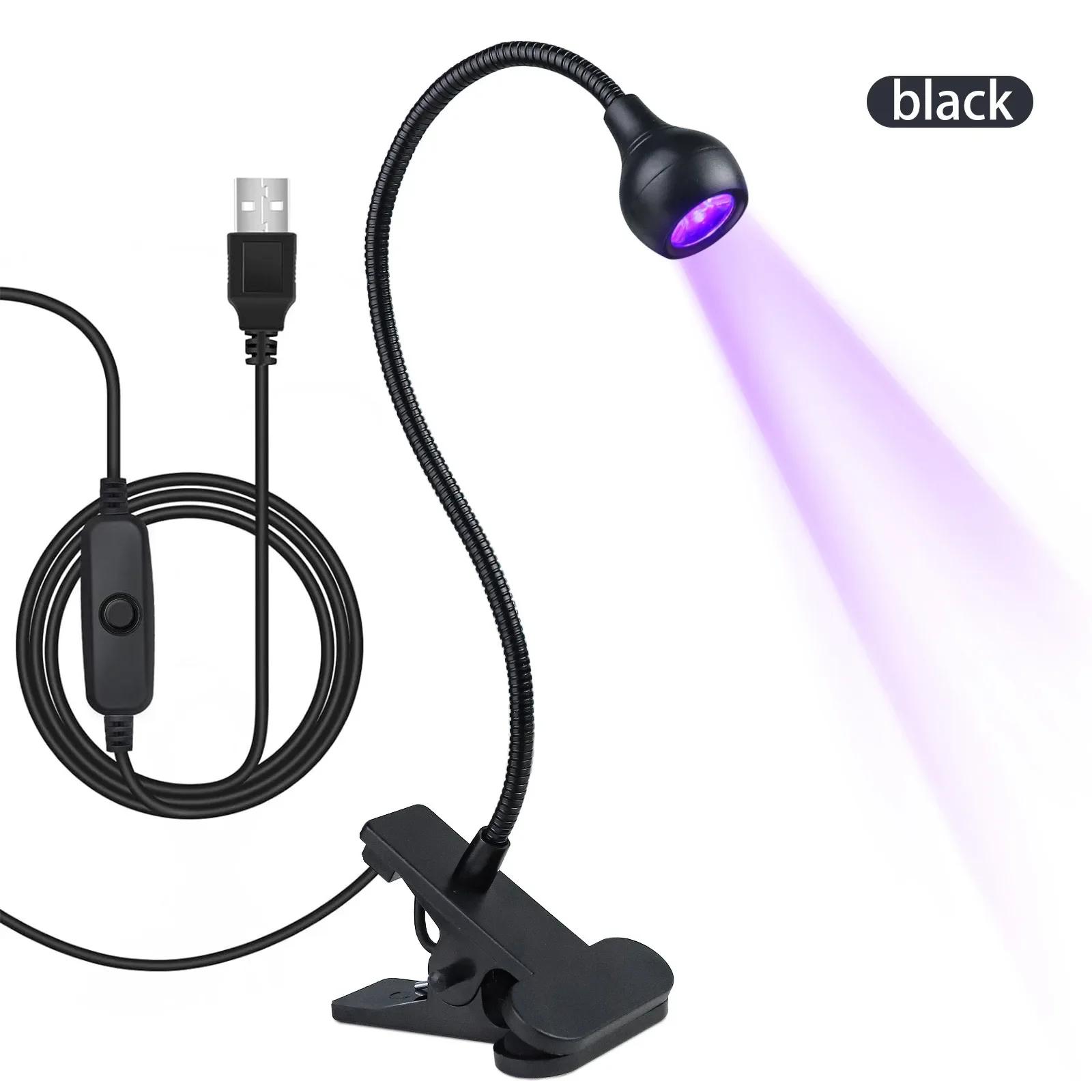 

Portable LED UV Curing Light for Drying Nail Polish Gel Clip-On Flexible Desk Mini USB Nail Lamp Dryer Home User Salon Tools Other чорний