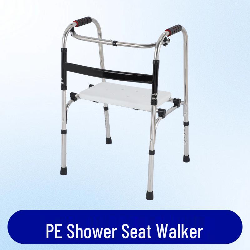 Folding Stainless Steel Walker & Cane Aid for Elderly