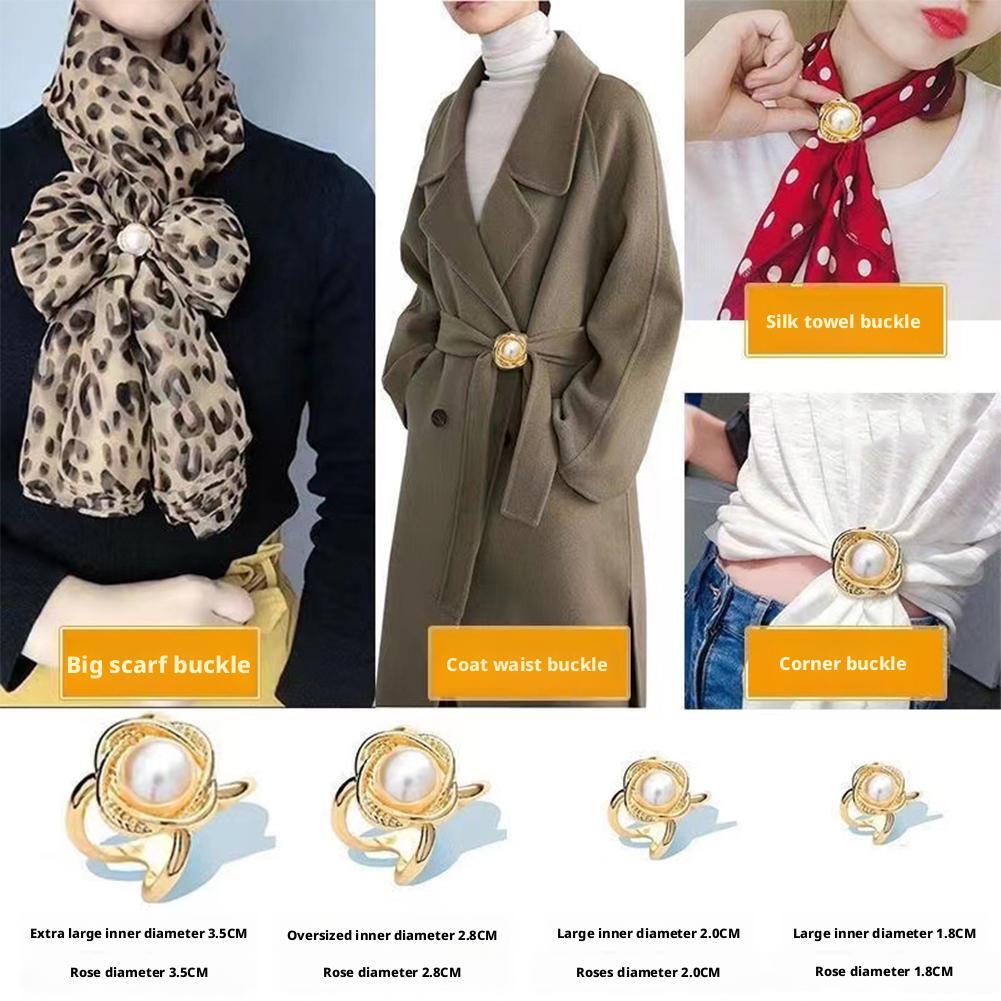 Stylish Oversized Belt Buckle for Coats - Multi-use for Scarves Silk Scarves Wool Trench, Secure Hold Easy Use Universal Fit