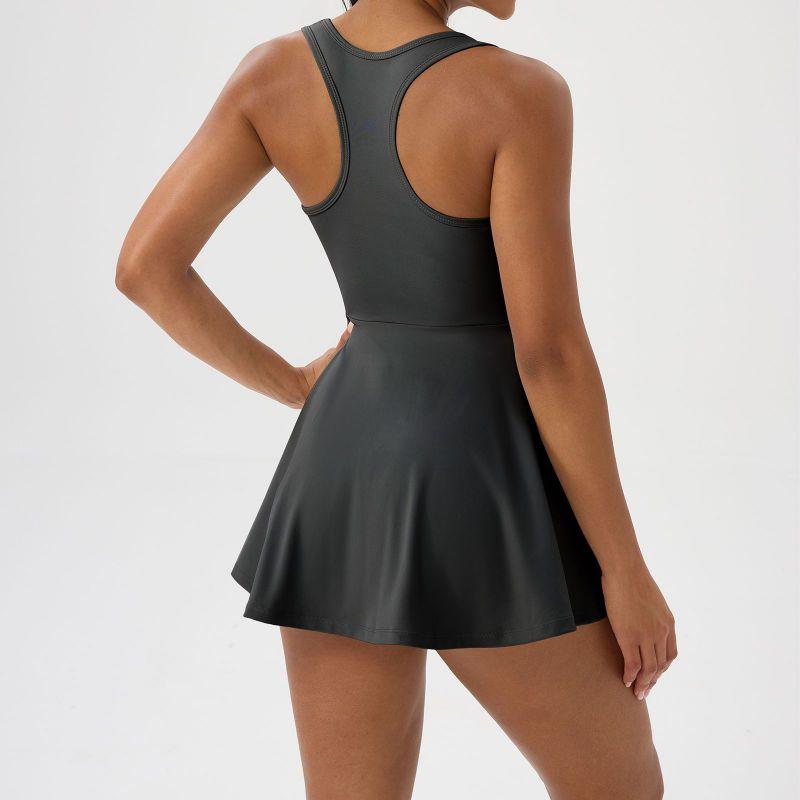 Women's Tennis Dress U-Neck Sleeveless Knee Length Dress