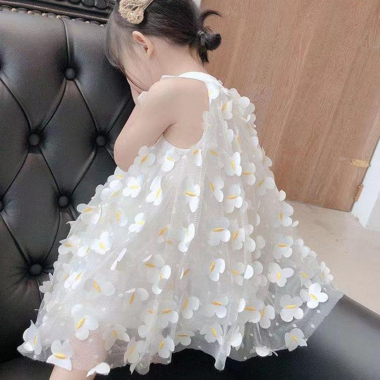 Jentes prinsessekjole sommerkjole barnekjole koreansk stil liten jentes ermeløse kjole Poncho barnekjole