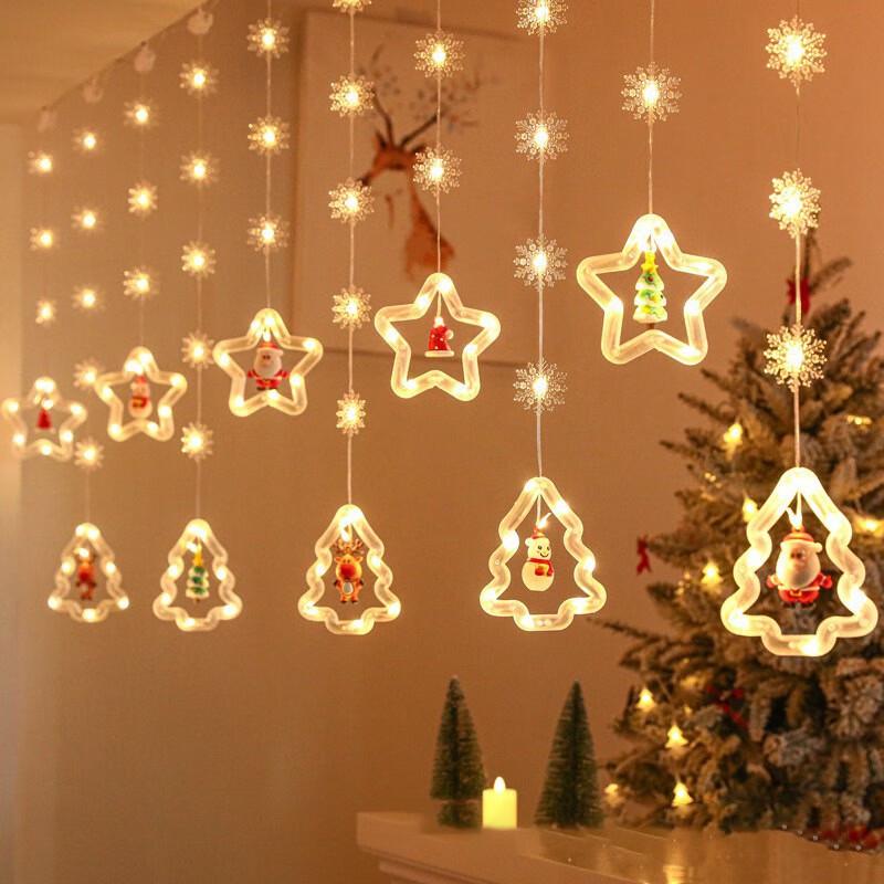 HEIXIE Christmas Star Curtain String Lights