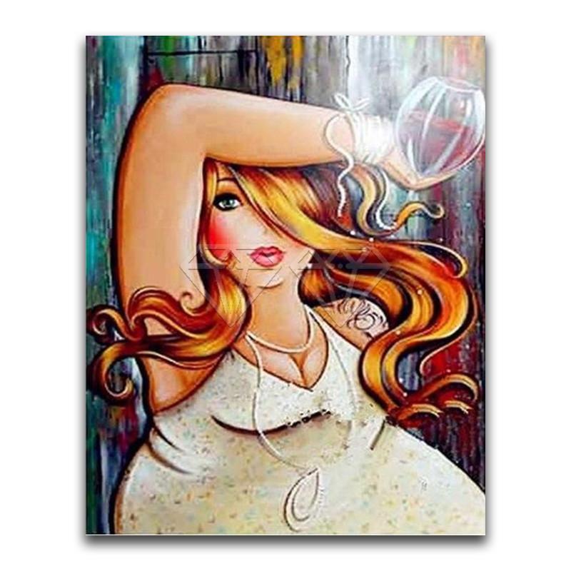 5D-Diamant-Gemälde zum Selbermachen, fettes Mädchen, Damen, Heimdekoration, niedlicher Cartoon, voller runder Diamant-Stickerei, Kreuzstich, Diamant-Mosaik