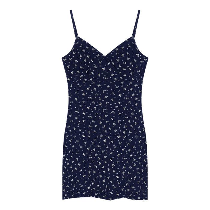 

French temperament chic floral suspender dress women s pear-shaped body wear early spring and summer age-reducing dress S