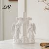 Pure White Matte Angel Statue 3D Printed Praying Ornament Dual Angels with Flowing Cloud Base Sacred Quiet Prayer Figurine Sculpture for Desk Table