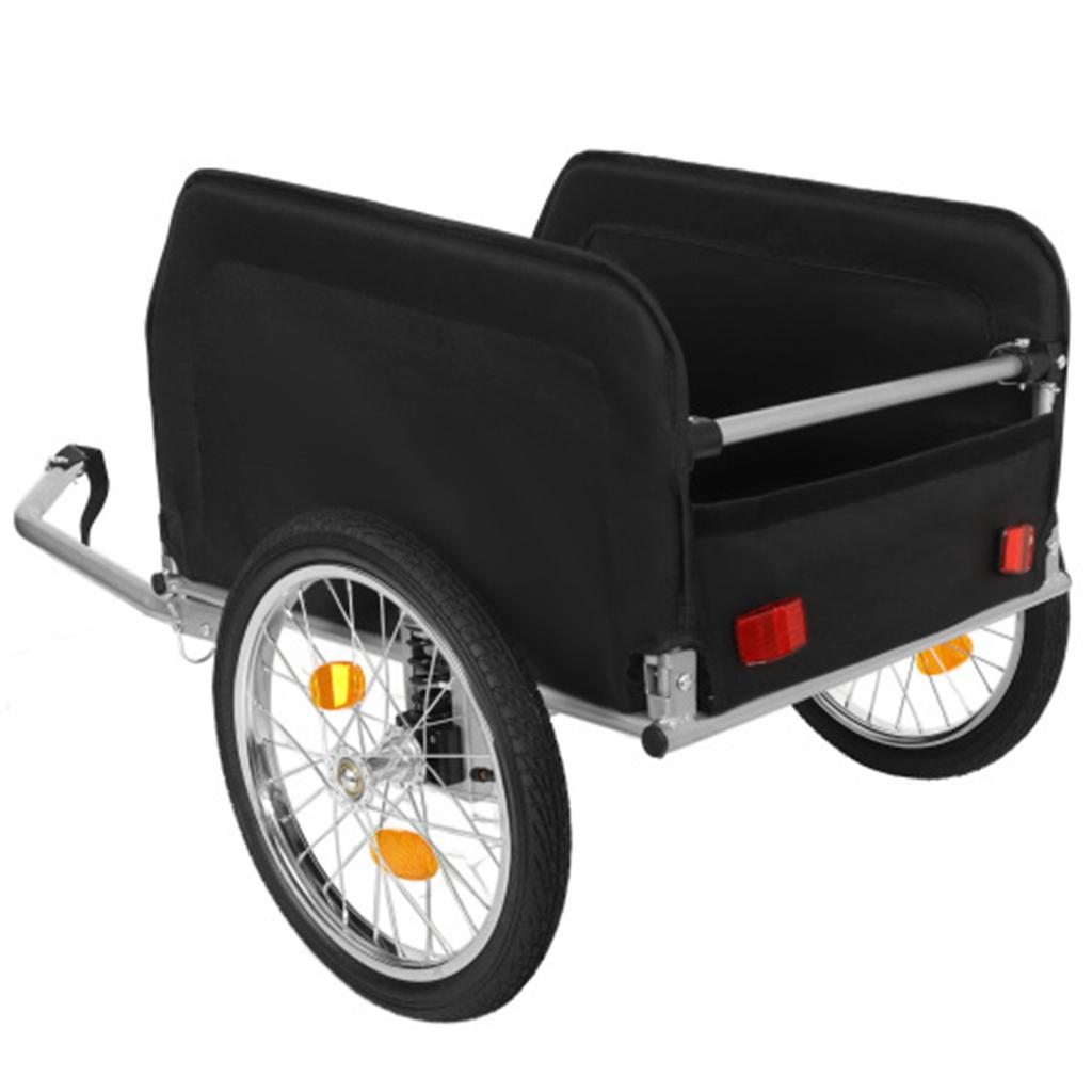 Carrello da Bicicletta per Carico, Copertura Impermeabile Rimovibile, Capacità 40 kg, Ruote da 16 Pollici Off-Road, Design Pieghevole per Campeggio e Shopping – Grigio/Nero