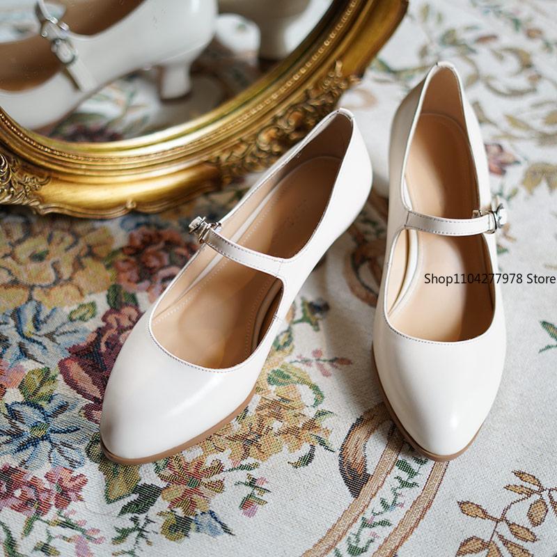 Fashion 2025 Retro Women Mary Jane Shoes Modern Classic Tango Jazz Standard Ballroom Latin Dance Shoes White Satin Heeled