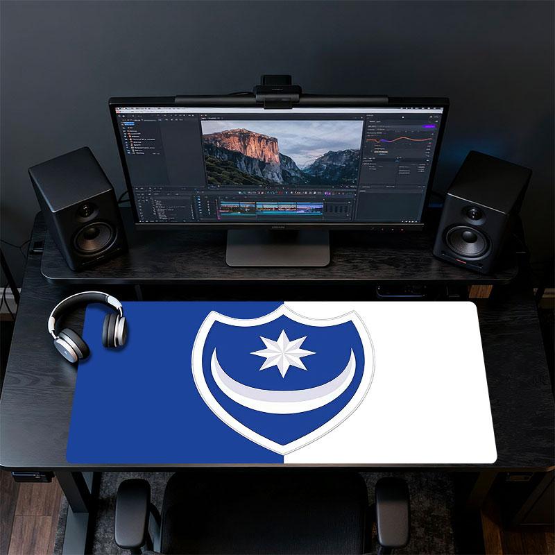 Portsmouth FC Mouse Pad, Large Gaming Desk Mat, Non-slip XXL Mousepad for Laptop & Tablet, Mini PC Playmat with Stitched Edges