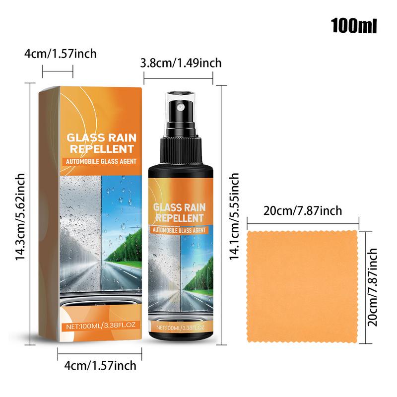 Car Mirror Cleaning Rainproof Anti-fog Water Repellent Coating Agent Glass Spray Waterproof Car Glass Rainproof Agent with Towel