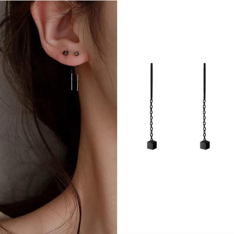 Hangende Oorlijn Lange Hangende Oorbellen voor Vrouwen Roségoud Kleur Zirkonia Kristal Piercing Inrijgoorbel Ooraccessoires Sieraden