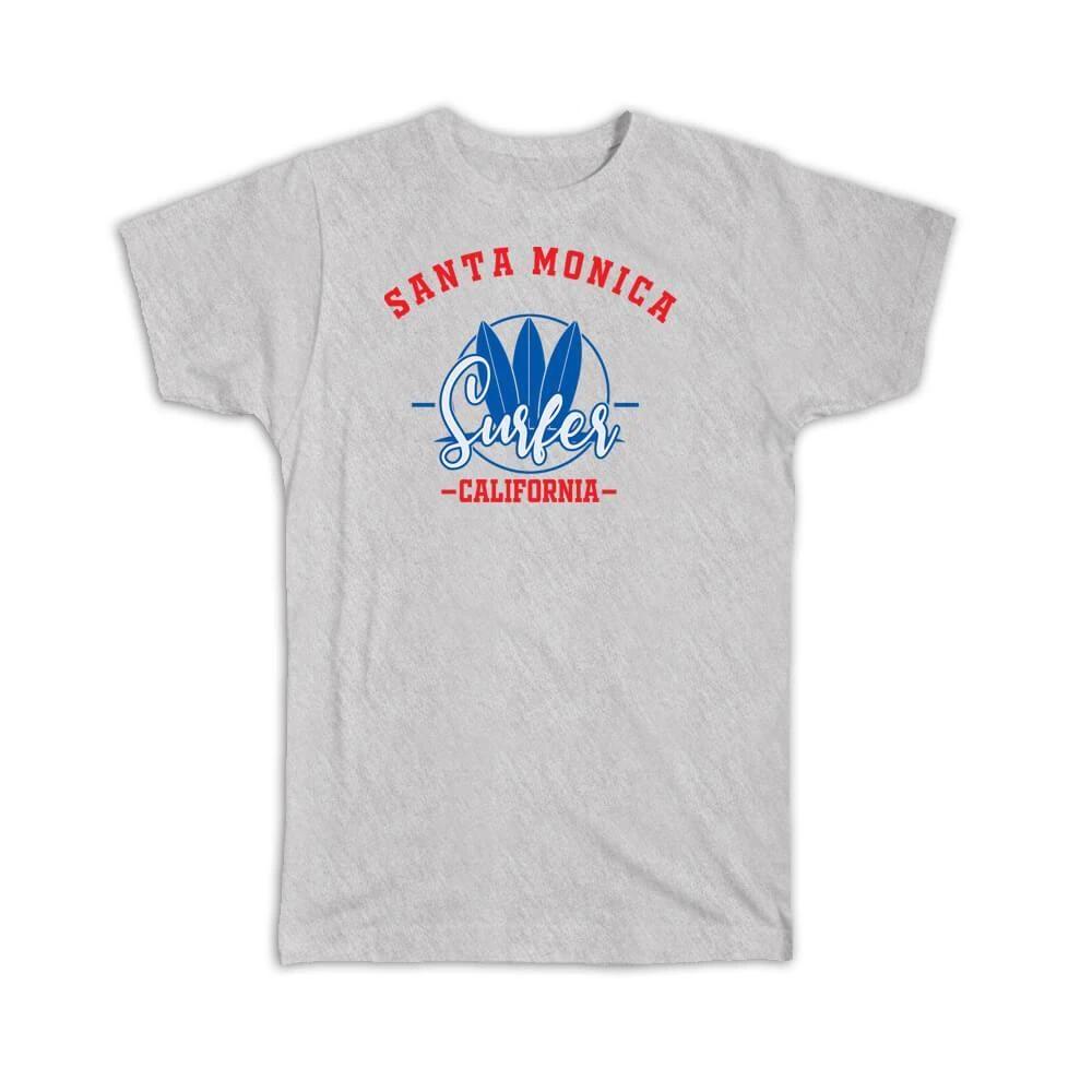 Gift T-Shirt : Santa Monica USA Surfer Tropical Souvenir Travel L