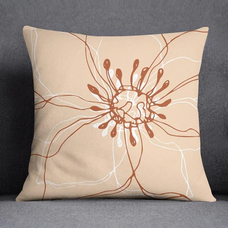 Abstract Brown Flower Decorative Pillowcase Living Room Office Ornaments Home Pillowcase