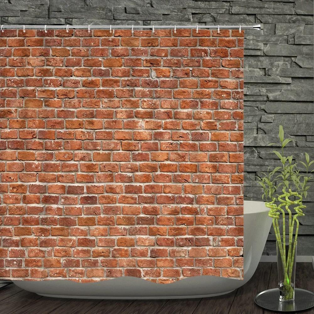 Old Brick Wall Shower Curtains Bathroom Curtain For Home Decoration Waterproof Polyester Fabric Bath Screen Curtain With 12 Hook