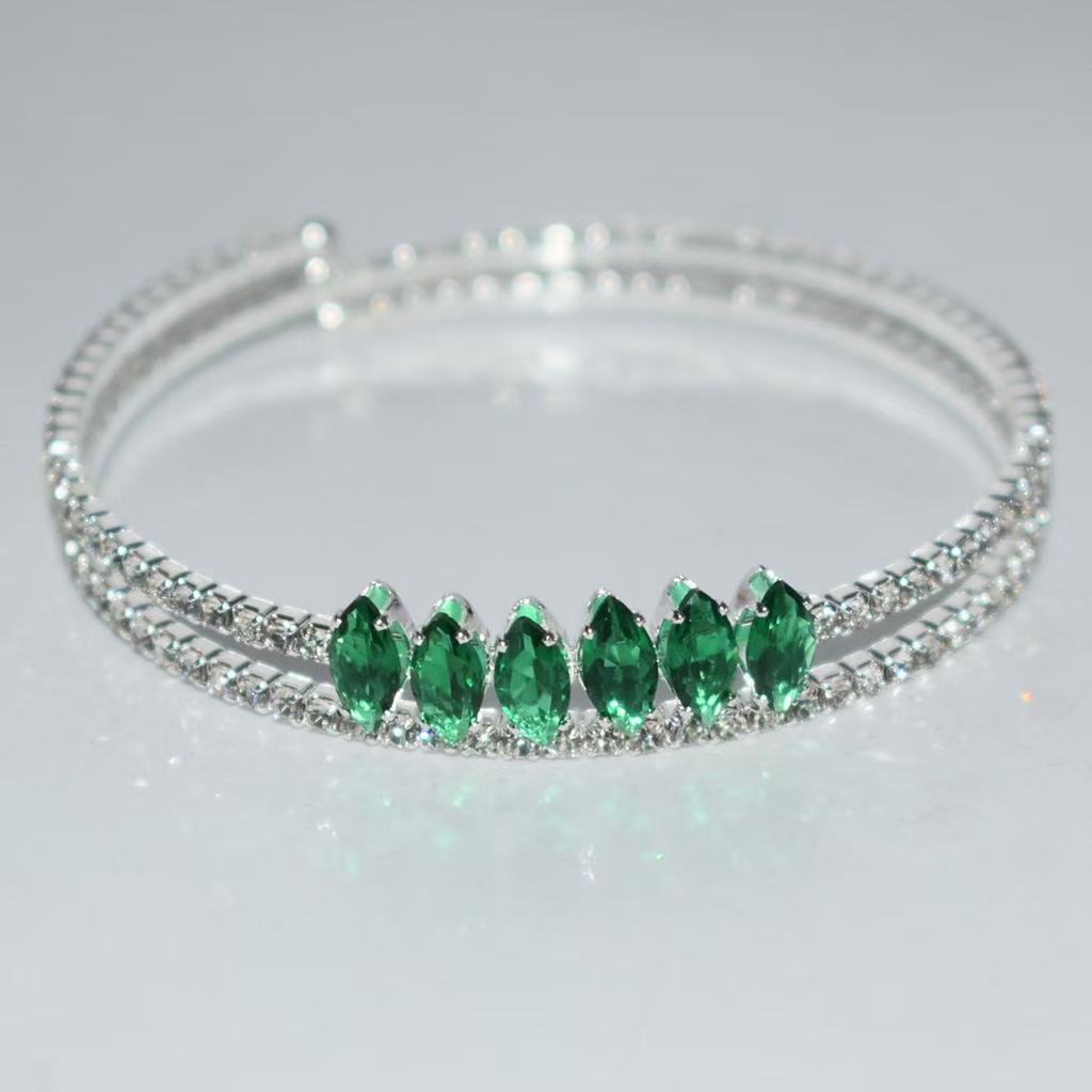 1 Zircon Double-layer Open Bracelet Ins Adjustable Fashionable Crystal Bracelet