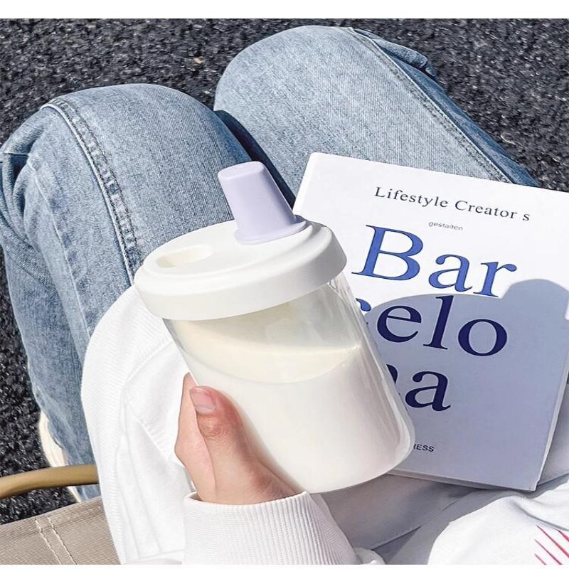 Eco Friendly Plastic Pearl Milk Tea Cup 500ml Reusable with Lid Straw for School Kids Coffee Juice Drinking