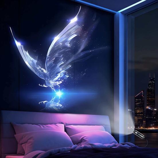 Star Projector Lamp 2-in-1 Night Light with Auto Motion Dawn Sensor Vibrant Aurora Northern