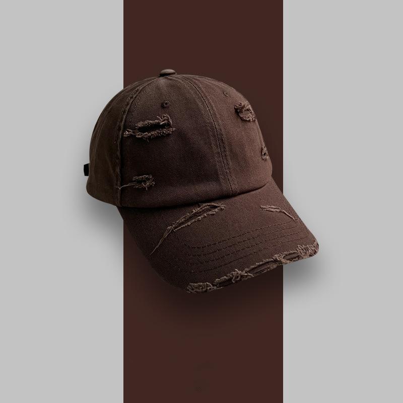 

Коричневая шляпа женская осень и зима старая уличная шапка с дырками универсальная большой окружности головы бейсболка модная мужская кофейный