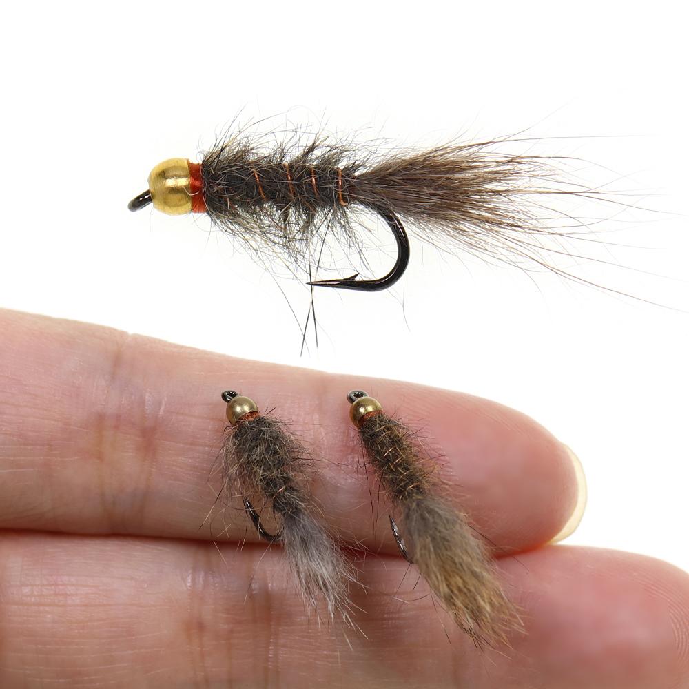 4 Stück/6 Stück Messingperlenkopf-Eichhörnchenhaar-Nymphen, natürliche graue Fliegen, künstliche Insektenköder, Forellen-, Äschen- und Barschangelköder