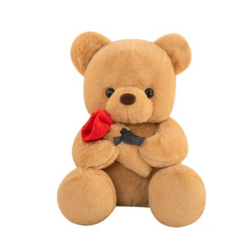 Plush Teddy Bear Toy With Rose Design For Birthday Gift For Teens And Adults