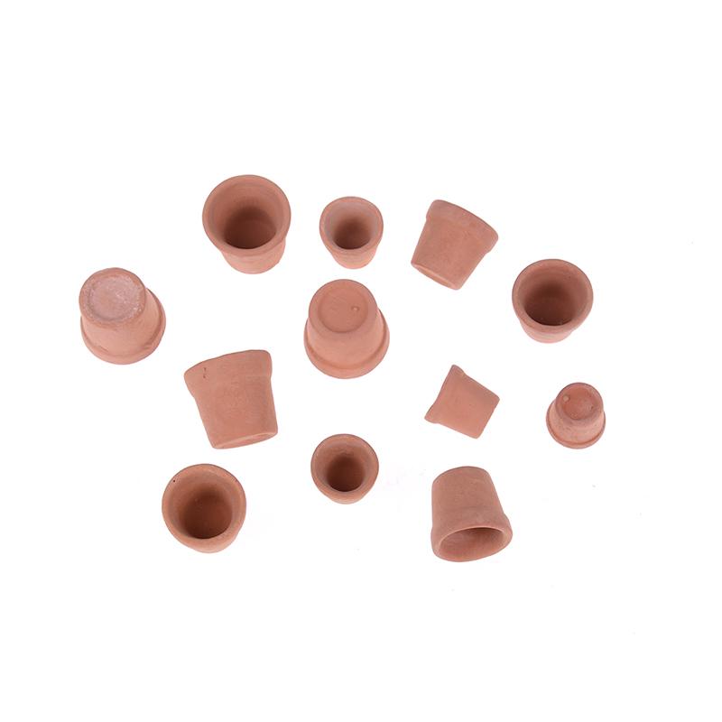 12 Pcs Dollhouse 1:12 Miniature Flower Pot Handmade Red Clay Pot Garden Home