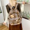 Schultasche Japanischer Stil Herbst und Winter Retro Karomuster Schultasche weiblich, Koreanische Version High-School-Schüler Mittelstufen-Schüler Rucksack