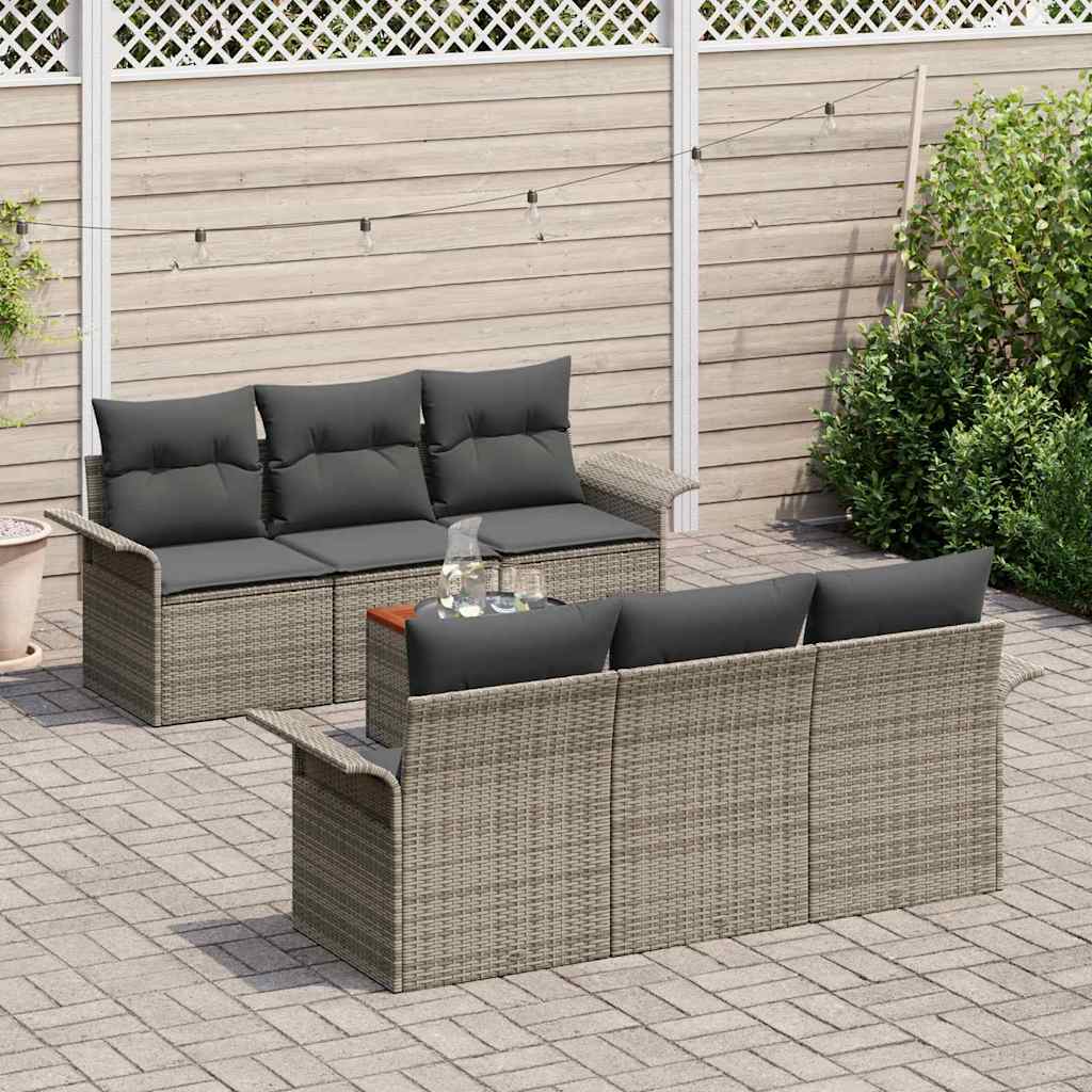 7 Piece Grey Garden Sofa Set with Cushions