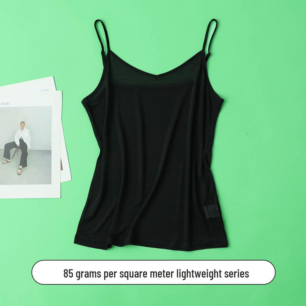 Ultra-Thin 100% Mulberry Silk V-Neck Camisole Tank for Women - Summer Base Layer