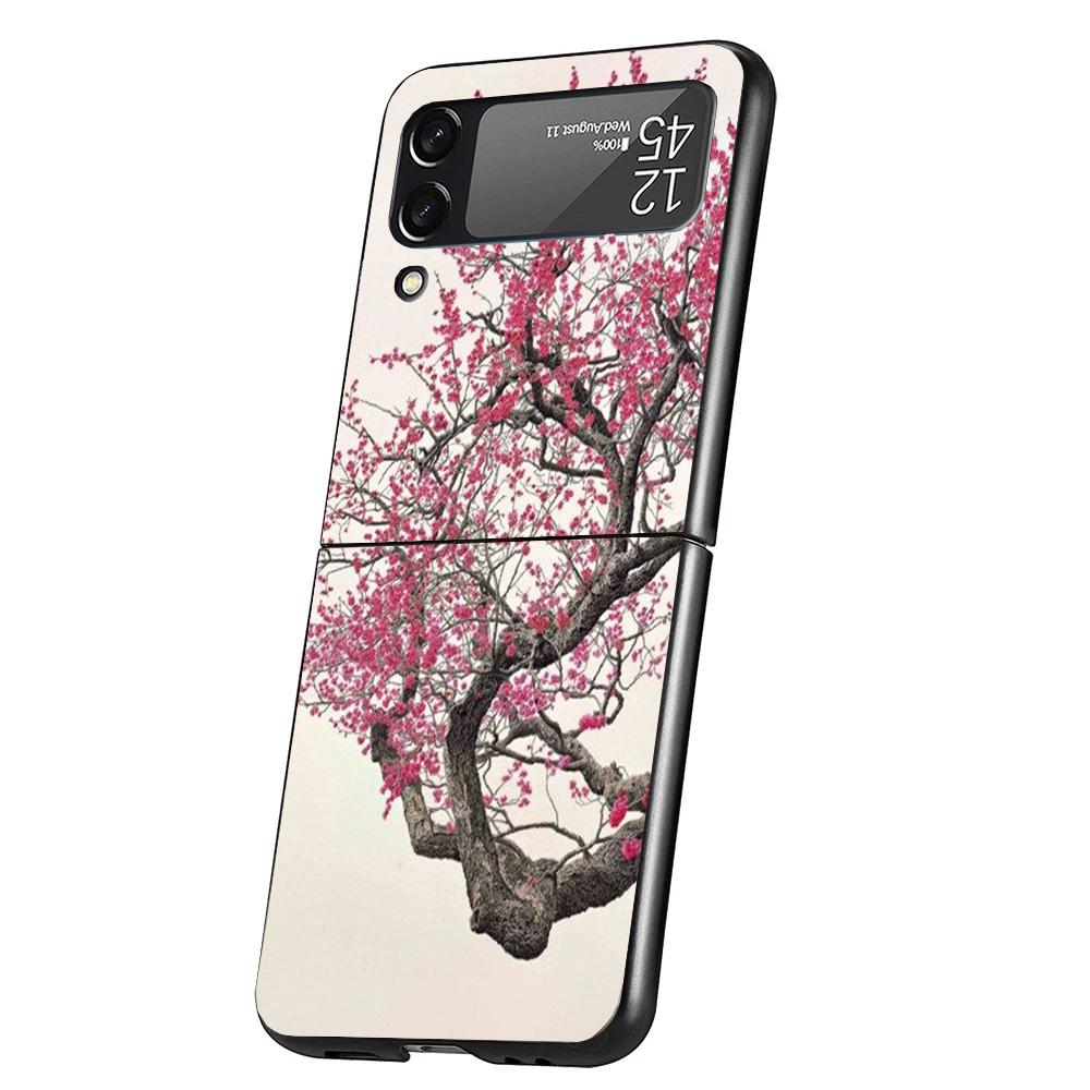 Cherry Blossom Tree Cover Phone Case For Samsung Galaxy Z Flip 7 6 5 4 3 5G Flip7 Flip6 Flip5 Flip4 Flip3 Black Fundas Shell Gal