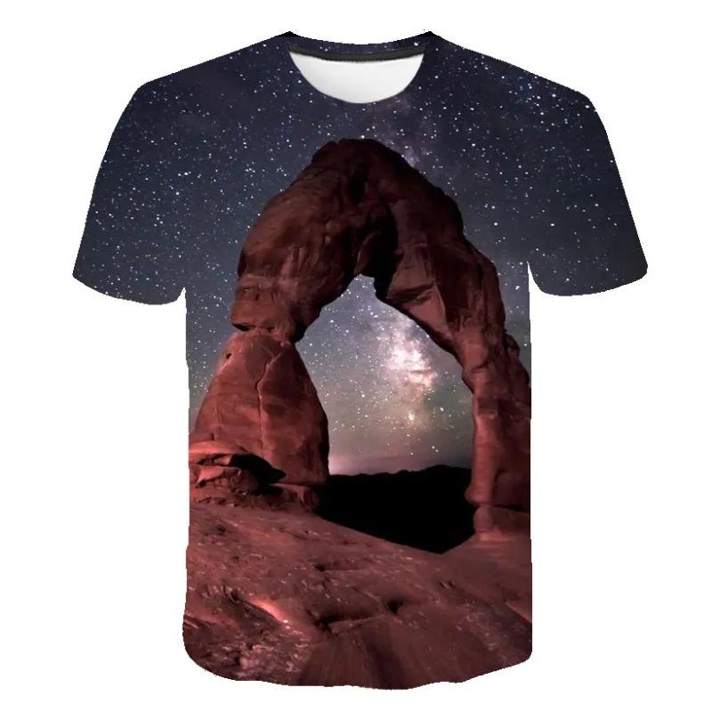 Summer Cosmic Galaxy Men's Space 3d Printing T-shirt Short-sleeved Printed Harajuku Casual Tops O-neck