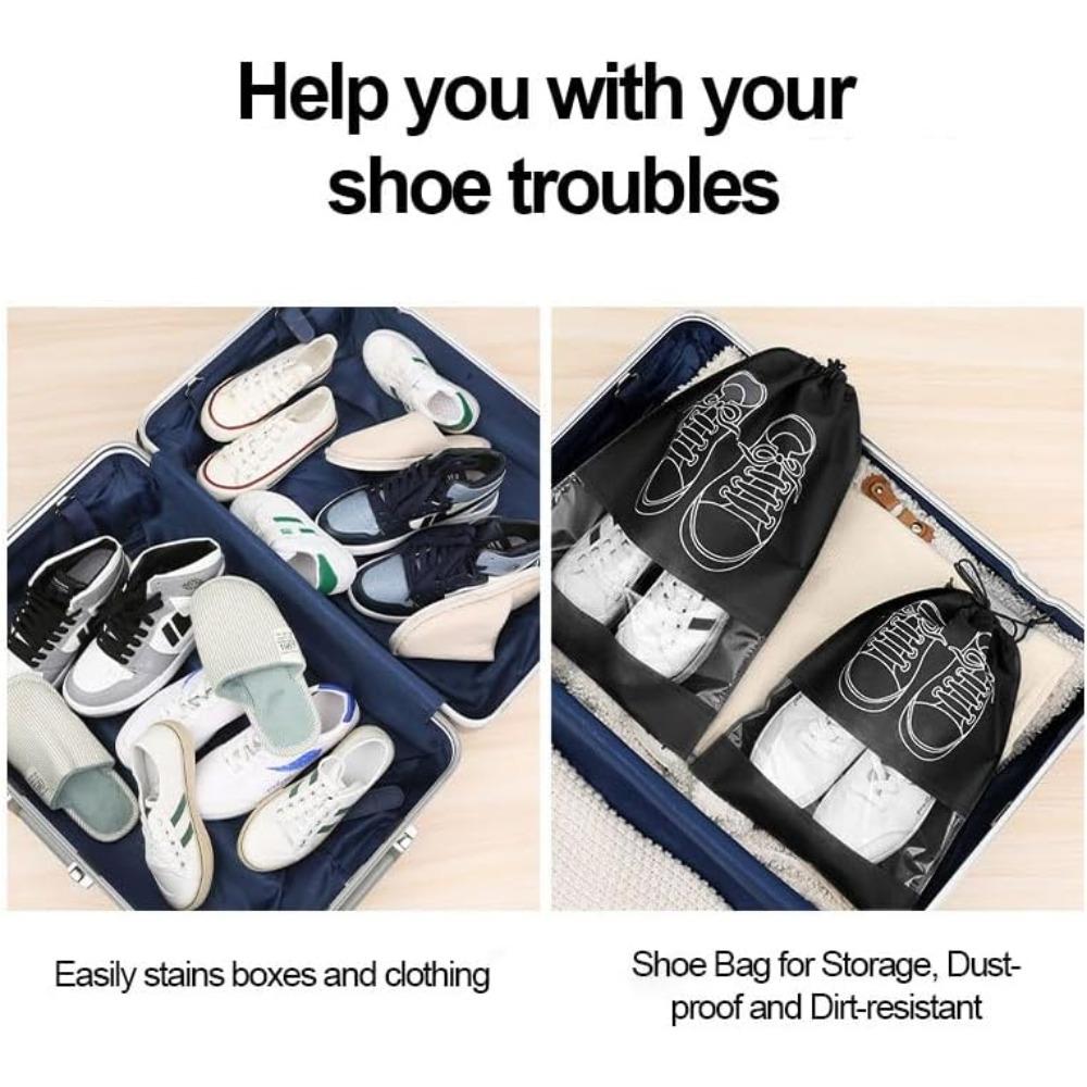 2 Pcs Waterproof Travel Drawstring Shoe Bags, Clear Panel & Sneaker Graphic, Shoe Bags for Packing, Storage, Travel Essentials
