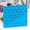 24-Mulden Wachssiegelmatte, Blaue Silikonharz Wachssiegelform DIY Flach Rund mit Blumenmuster Matte für Wachssiegelstempel DIY Handwerk