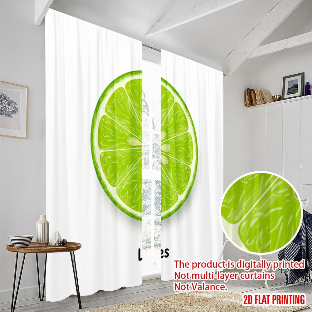 2pcs 2D Flat Printing Party Curtain Fresh Lime Slice Fabric Without Electricity All Season Party & Holiday Decor for Holiday