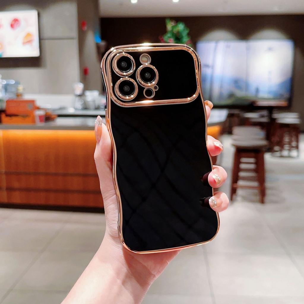 Electroplated side heart-shaped large window, iPhone 17 phone case, magnetic wave pattern, iPhone 16 Pro Max soft case 15