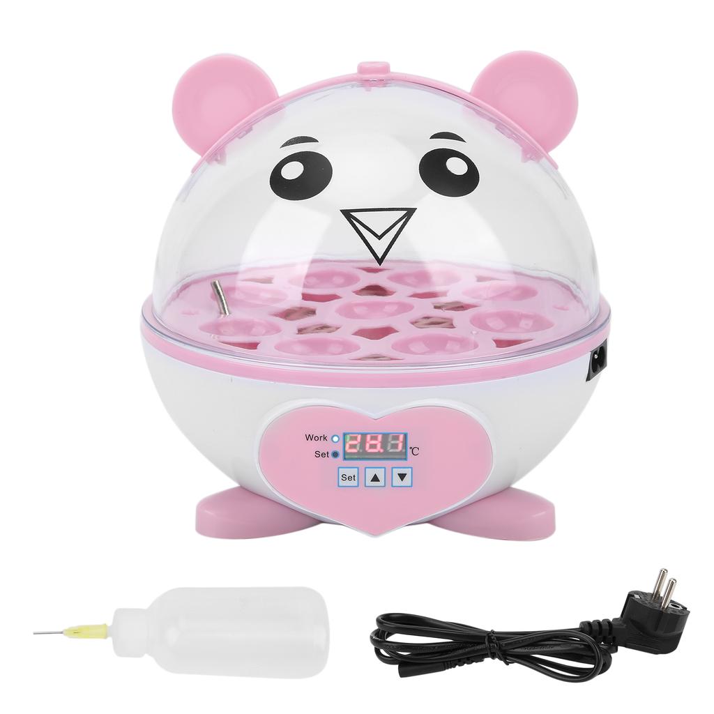 SemiAutomatic Incubator Household Small 9 Eggs Incubator for Chicken Duck Bird Pigeon Quail (Pink )