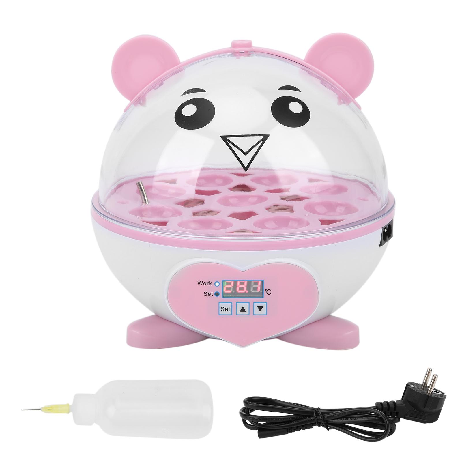 Полуавтоматический инкубатор бытовой маленький инкубатор на 9 яиц для кур уток птиц голубей перепелов (розовый ) розовый