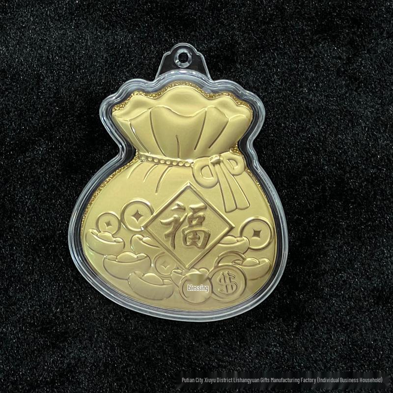 Счастливый мешочек Брелок из чистого золота 999 пробы: Амулет Богатства и Сокровищ Gold-Plated