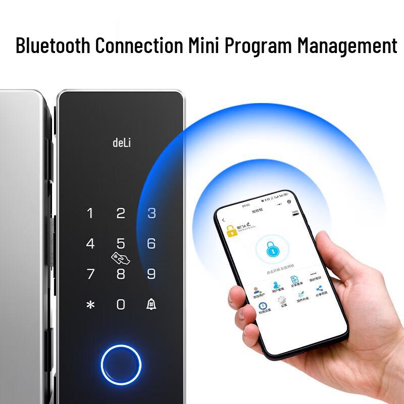 Deli AL107 Smart Glass Door Fingerprint Lock CN plug (adapter included)