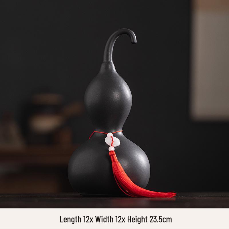 Yellow Clay Gourd Ceramic Ornament for Feng Shui: Fill Missing Corners In Southwest and Northeast, Enhance Gen Kun Palace, Balance Earth Elements.