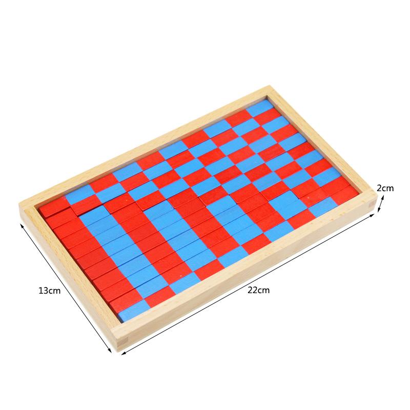 Kleines Montessori-Mathematikspielzeug, blaue und rote Stäbe, Stäbchenbox, rote Stäbe, digital 1–10, mit Holzbox, Spielzeug für die frühe Lernförderung von Kindern
